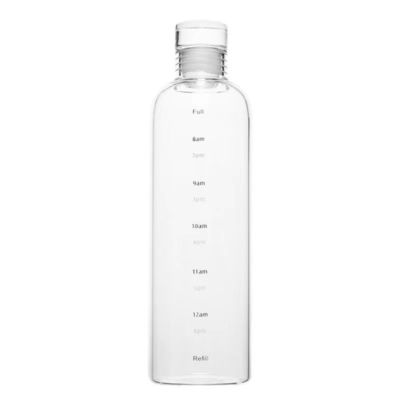 Minimalist Design Style 500ml BPA-Free Borosilicate Glass Water Bottle with Time Marker