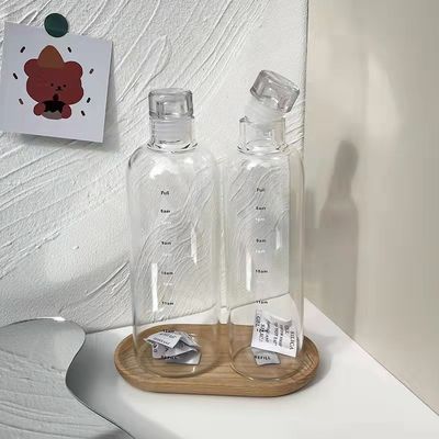 Minimalist Design Style 500ml BPA-Free Borosilicate Glass Water Bottle with Time Marker