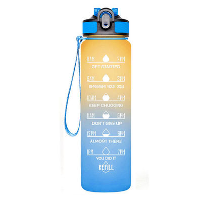 1L Capacity Sports Water Bottle with Time Marker and Direct Drinking Straw BPA Free