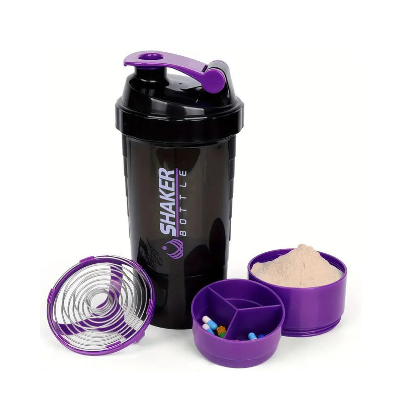 Leak Proof 16oz Fitness GYM Sports Protein Mixes Shaker Bottle with Two Extra Compartments