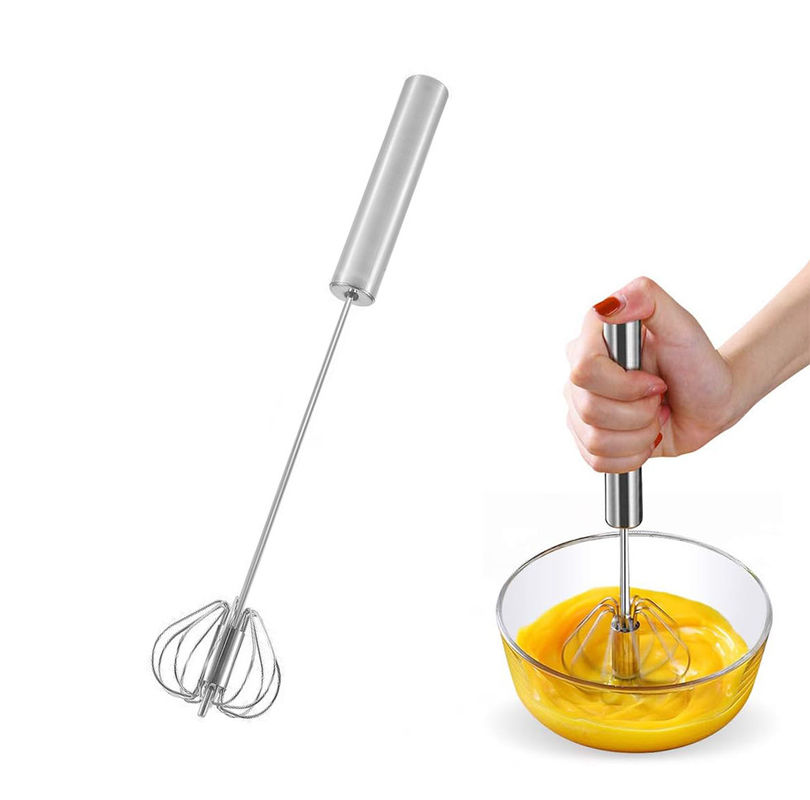 Customized Color Hand Push Mixer Cream Whipper Rotating Semi-Automatic Stainless Steel Egg Beater