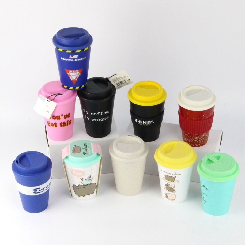 12oz 350ml PP Silicone Cover Bamboo Fiber Reusable Coffee Mug with Lid An Ideal Giveaway Item