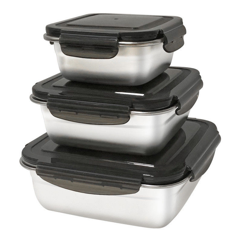 Rectangle 400/750/1200ml Stainless Steel Bento Lunch Box Set with Locking Lids and Durable