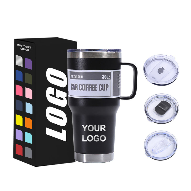Leakproof Double Walled Metal Cup with Handle Lid and Straw Enjoy Your Coffee Anytime