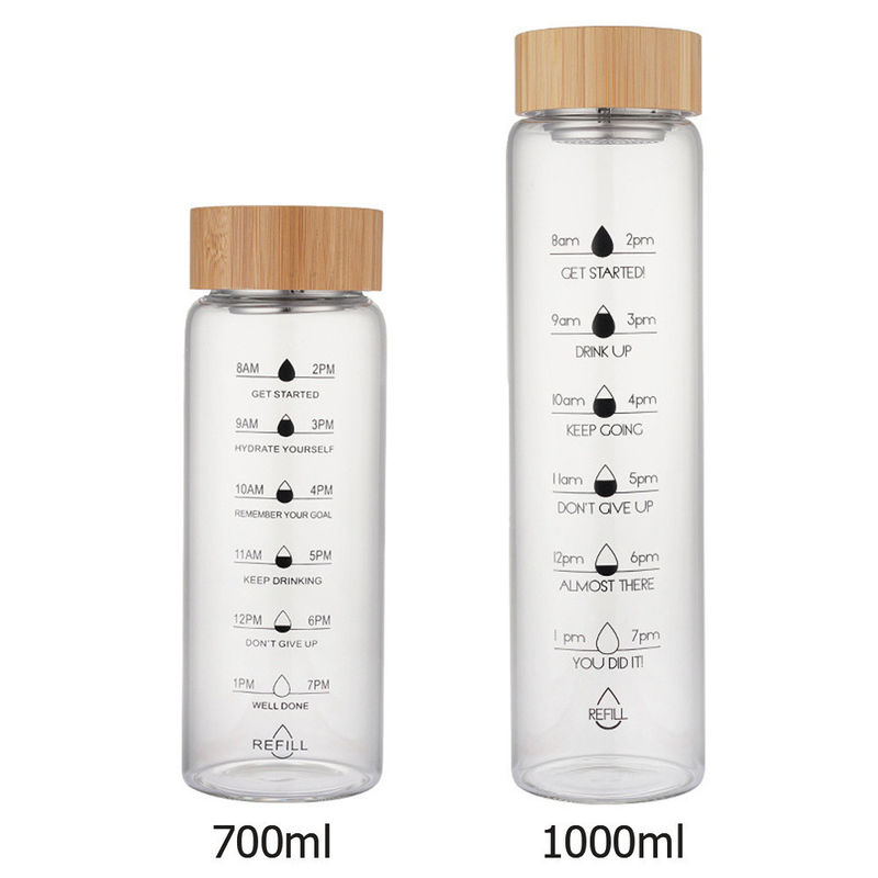 TOUR Outdoor Activity Glass Tumbler Cups with 700ML / 1000ML Capacity and Time Scale