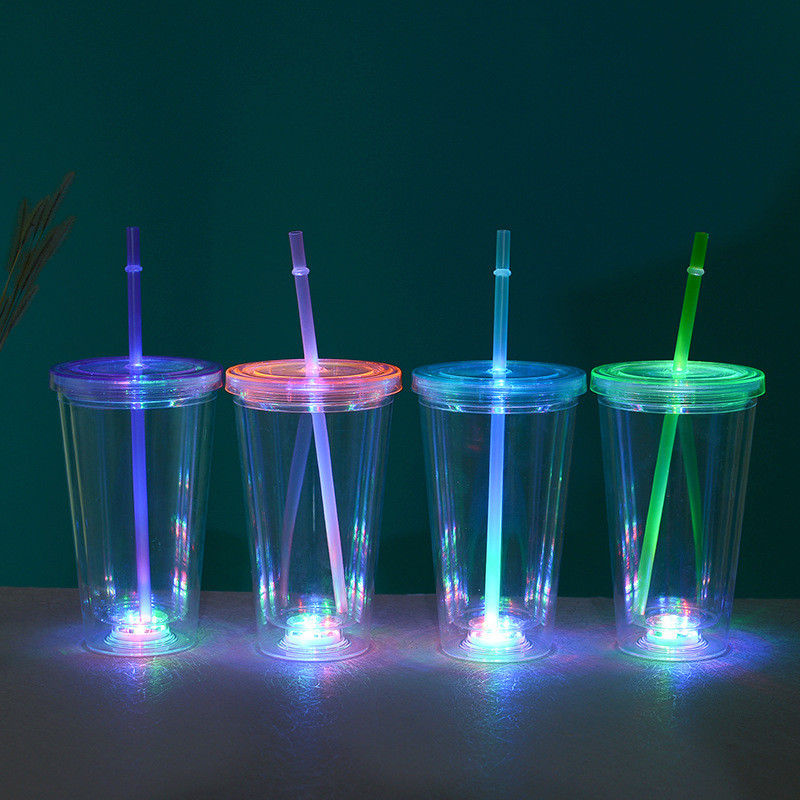 16Oz Led Drink Drinking Party Water Flashing Lights Light Up Cup Plastic Led Double Wall Tumbler