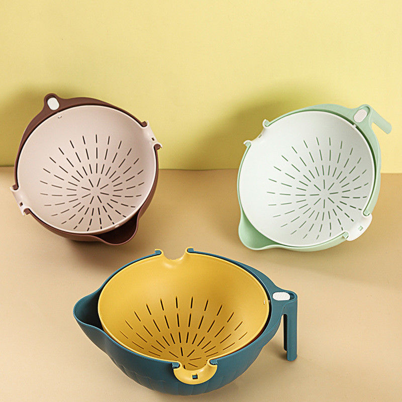 Versatile Cleaning 2-in-1 Plastic Colander Strainer Bowl Sets for Fruits and Vegetables
