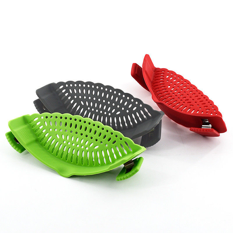 Clip On Strainer for Pots Pan Fits All Pots and Bowls Silicone Kitchen Strainer