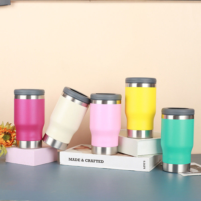 Minimalist Style Custom 14oz Stainless Steel Double Wall Vacuum Insulated Beer Can Cooler with Bottle Opener