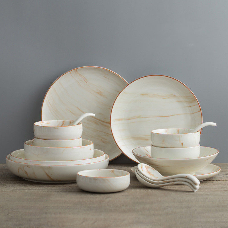 Kitchen Dishes in Beige Porcelain Plate Set for Dinner and Occasion Giveaways