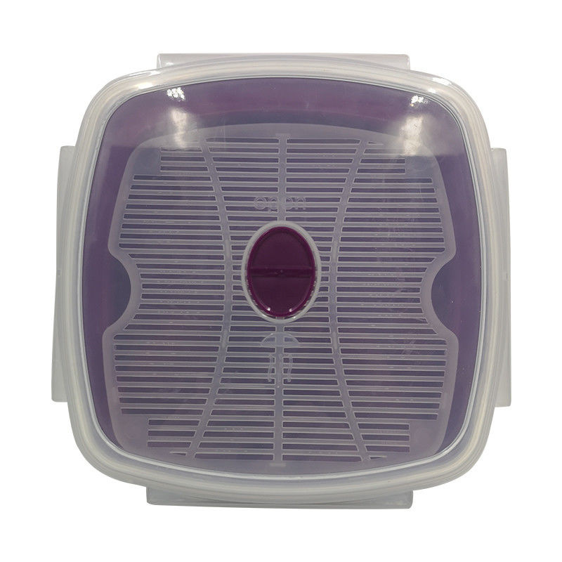1-Tier Plastic Square Microwave Steamer for Vegetables and Rice Party-Friendly Design