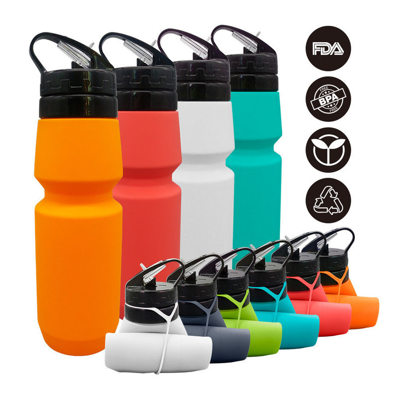 750ml Anti-corrosion Coated Silicone Water Bottle for Travel and Sports Customizable