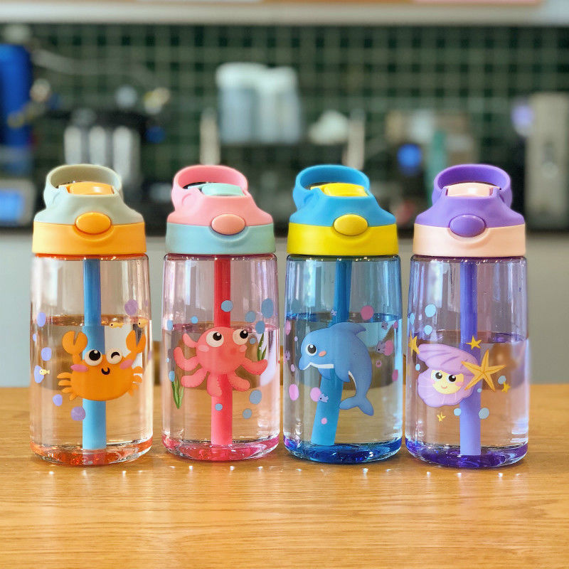 Custom Logo Bpa Free Children Water Bottle with Straw Support Tour Outdoor Activity