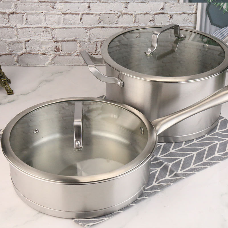 1.65kg Cookware Set Kitchen Pots and Pans Stainless Steel Cook Wear with Glass Cover