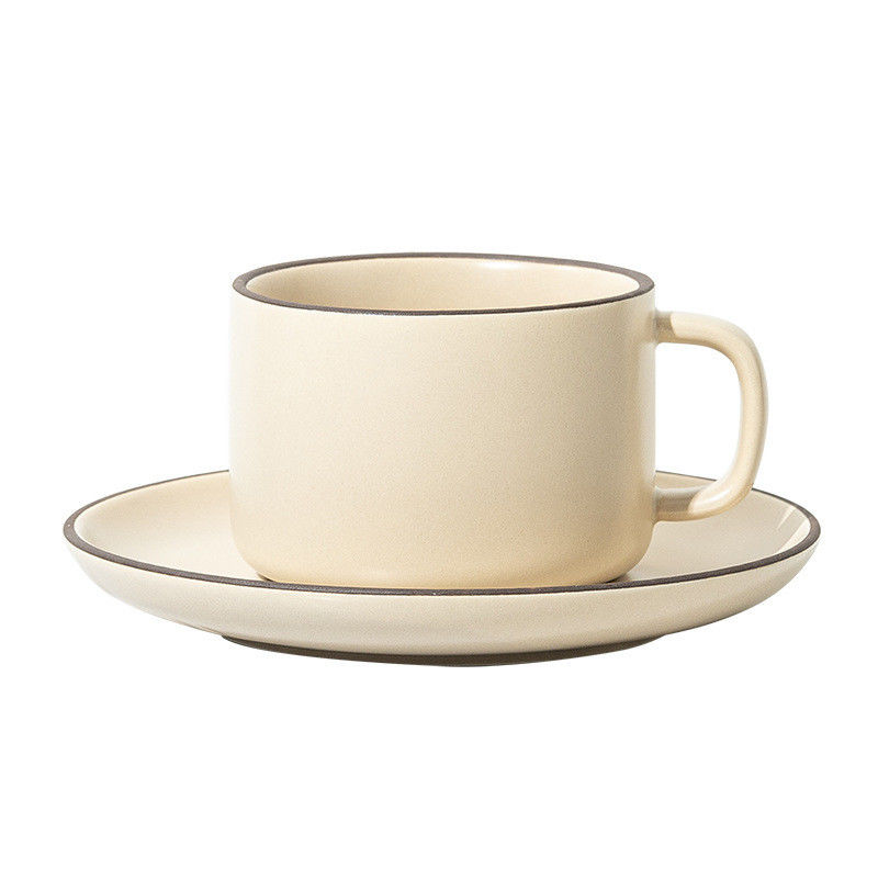 250ml Capacity Nordic Matte Ceramic Coffee Mug and Plate Bundle with Matching Spoon