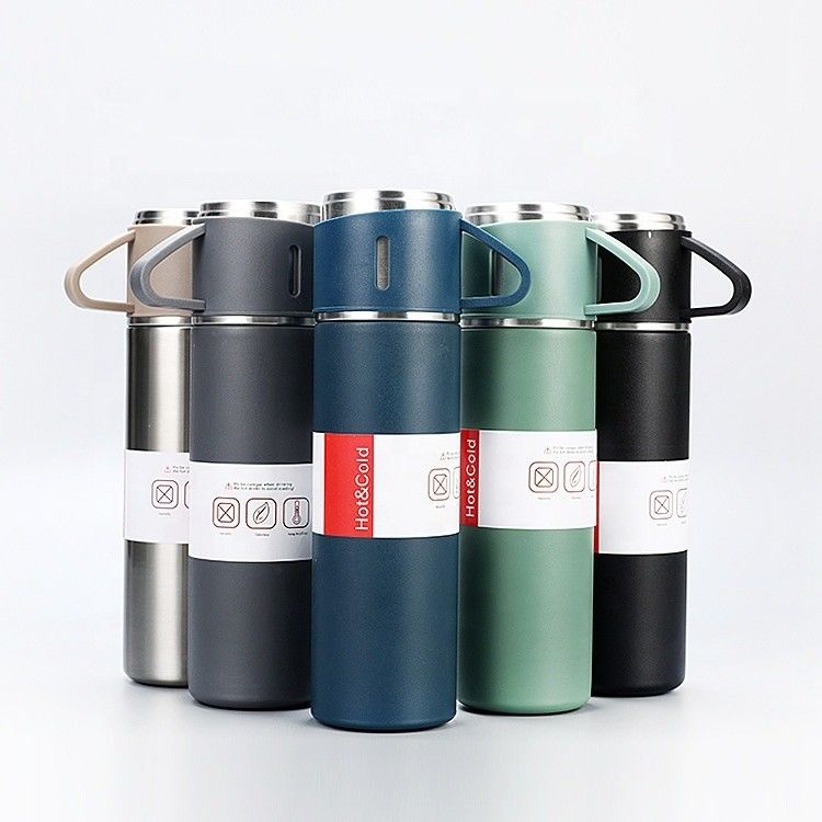 Travel in Style with this Stainless Steel Double Wall Vacuum Flask Water Bottle Set
